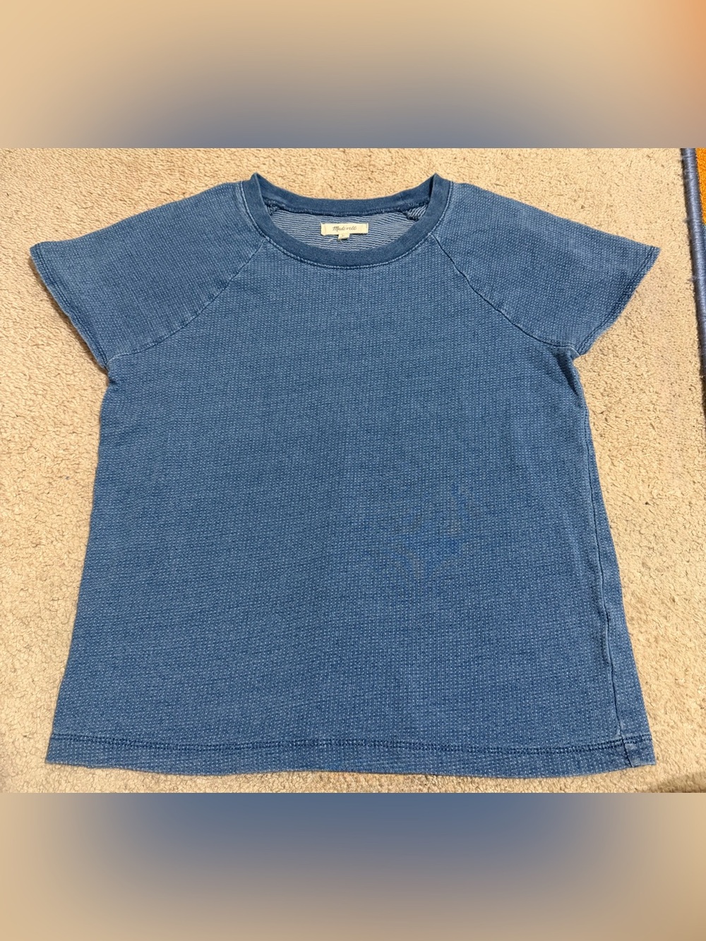 EUC. Madewell Indigo Waffle Knit Crewneck Tee